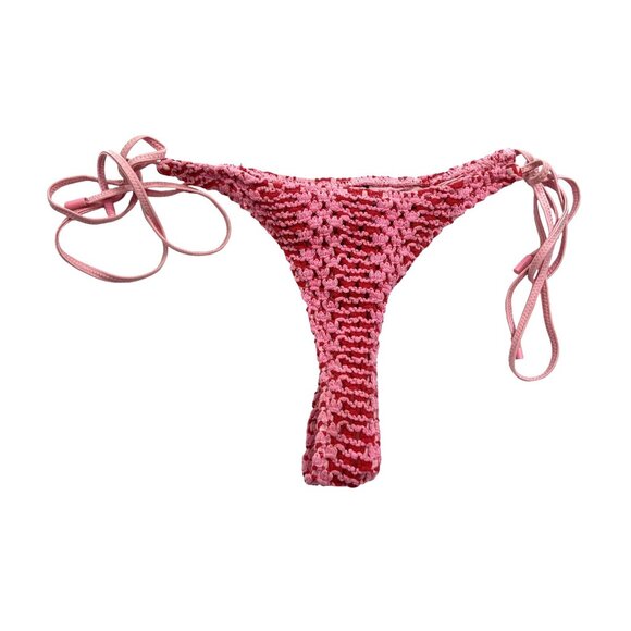 Triangl Swimwear Vinca Cheekiest Bikini Bottoms in Alina Pink Crochet - Picture 1 of 5